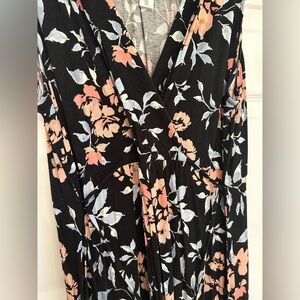 Motherhood Maternity Maxi Dress, 2X, black with blue and plink floral